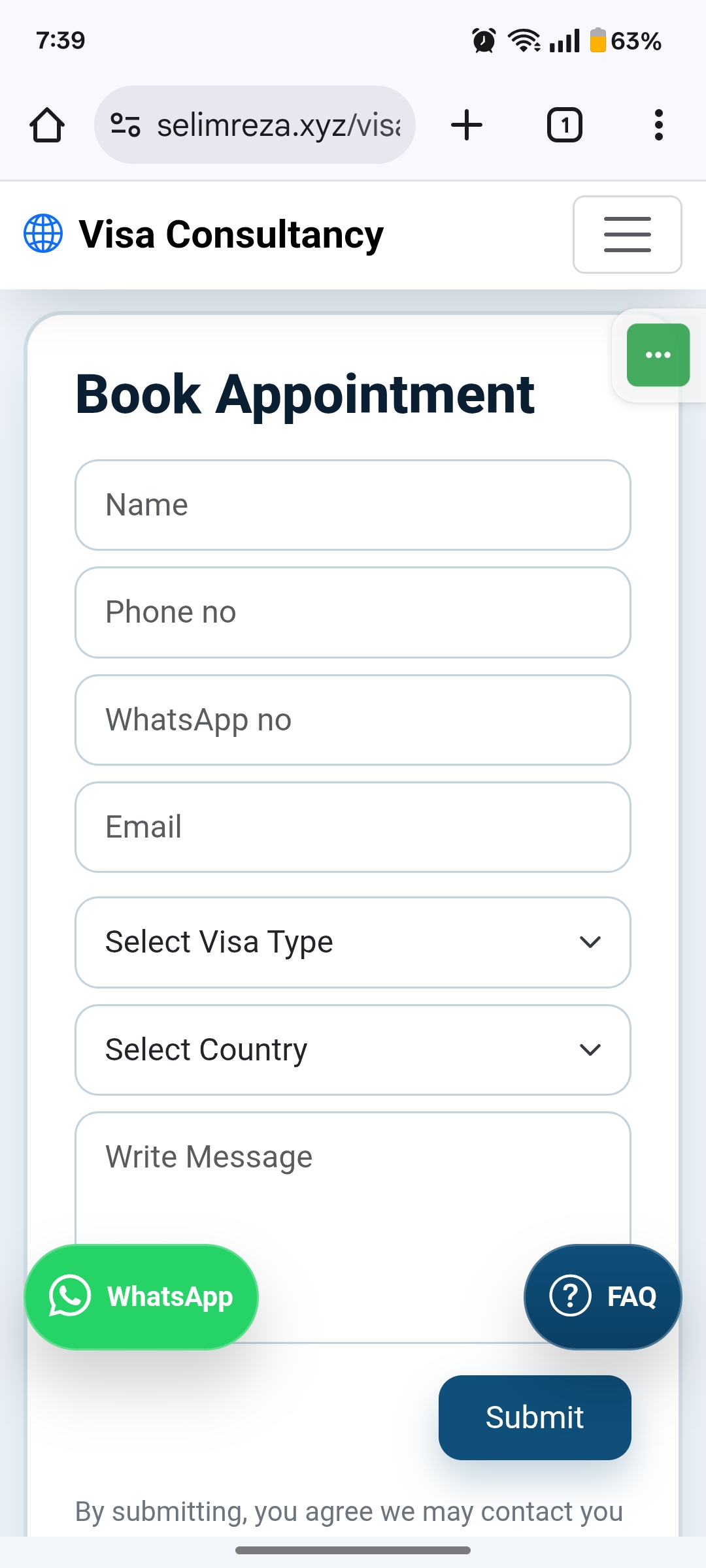 Appointment Booking Site for Visa Consultancy Firm